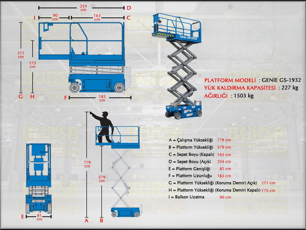 8 Metre Ak�l� Makasl� Manlift Platform