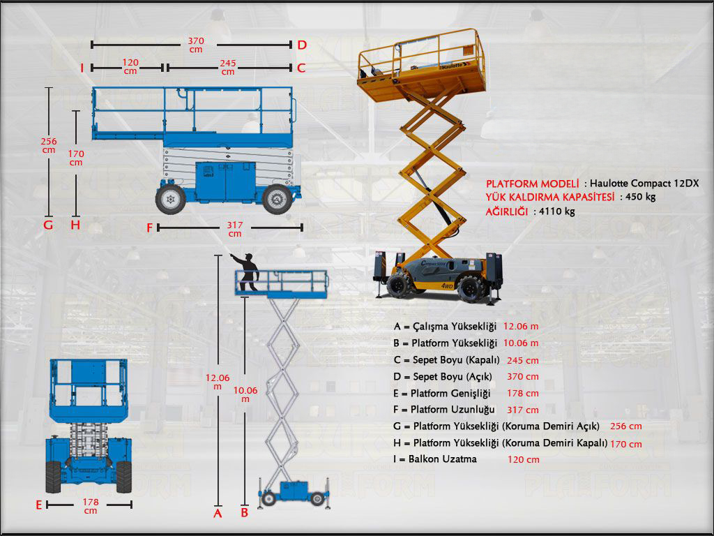 12 Metre Dizel Makasl� Manlift Platform