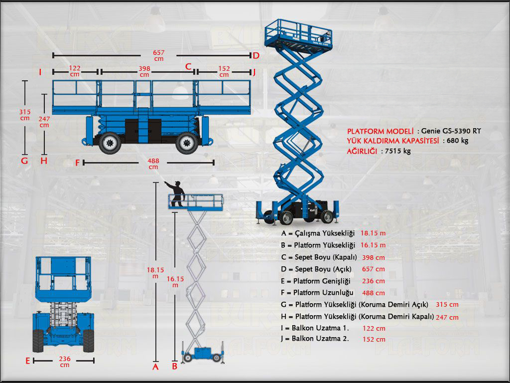 18 Metre Dizel Makasl� Manlift Platform