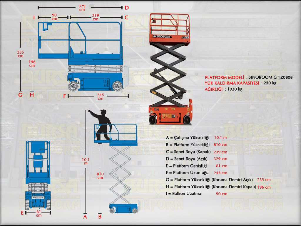 10 Metre Ak�l� Makasl� Manlift Platform