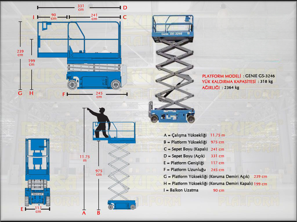 12 Metre Ak�l� Makasl� Manlift Platform