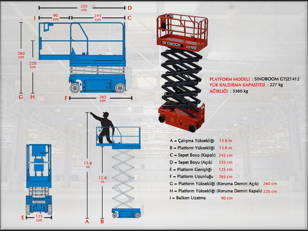 16 Metre Ak�l� Makasl� Manlift Platform